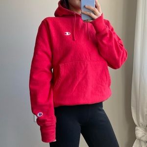Red Champion Reverse Weave Hoodie